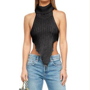 AKIRA - Women's - Blue - Turtleneck sweater - Halter top - Backless - Medium